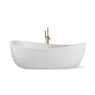 Hawaii freestanding concrete bathtub with wave-inspired design shown from front angle in a clean white finish.